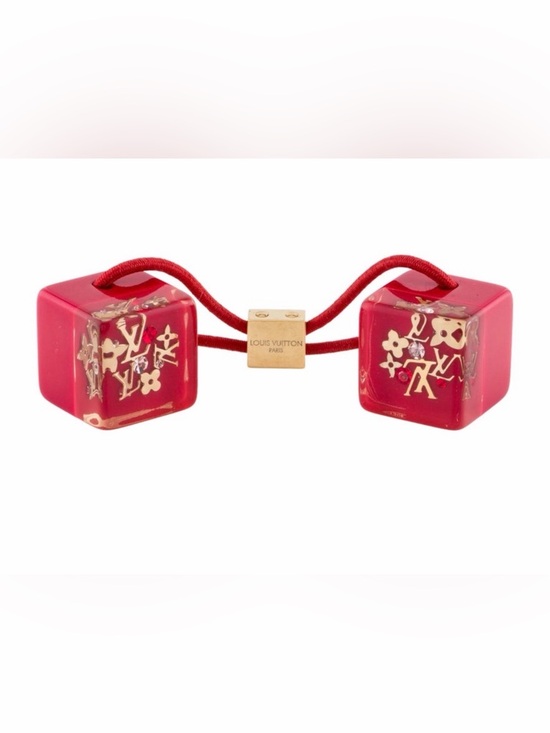 Louis Vuitton Other - Louis Vuitton Red and Gold Cube Hair Tie Duo